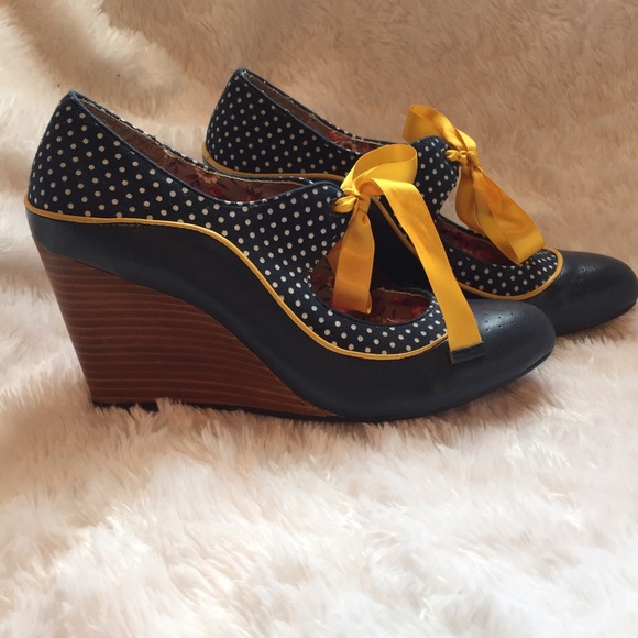 Navy Blue Mary Jane Wedges, Poetic License, 7.5