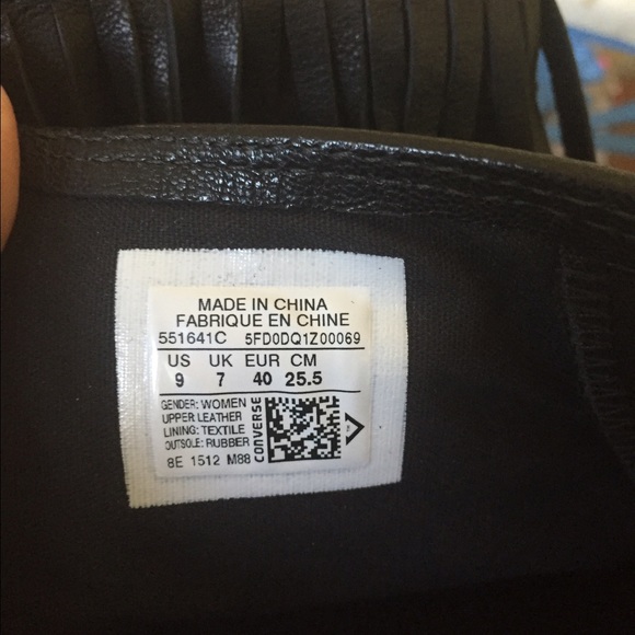 Black Leather Fringe Converse - Picture 4 of 4