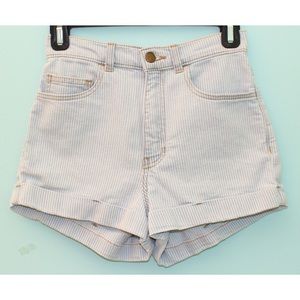 American Apparel High Waisted Blue Striped Shorts
