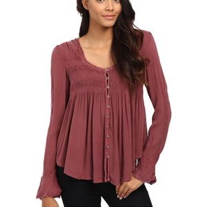 Black freepeople blue bird smocked top