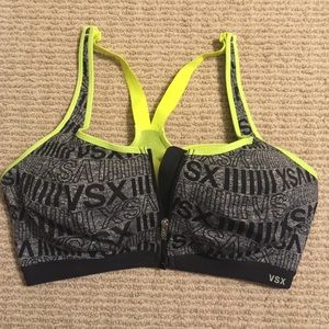 Neon yellow, black, & grey VSX sports bra