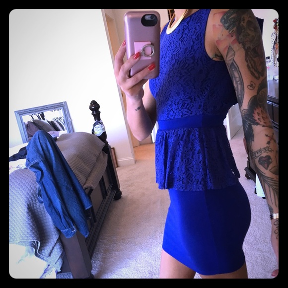 Bright/royal blue dress.