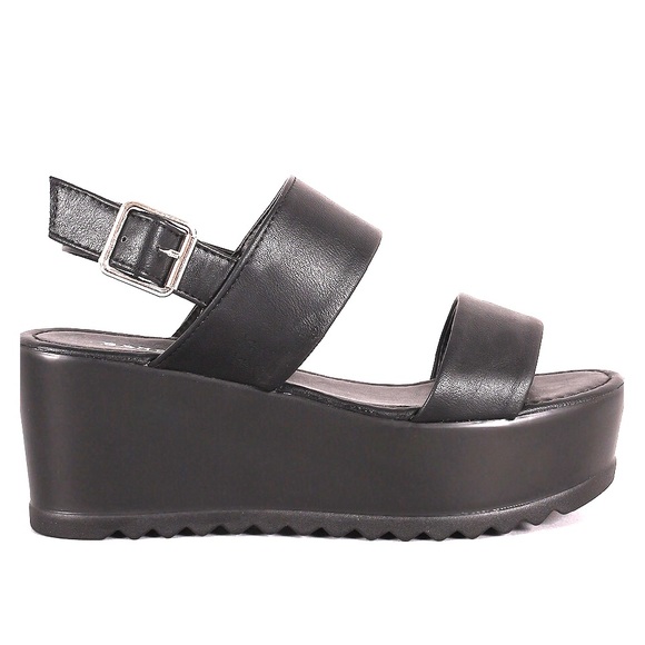 Bamboo Double Band Slingback Flatform Wedge