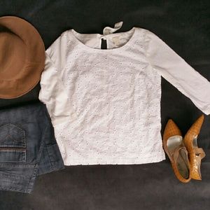 J Crew white eyelet top
