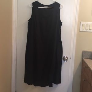 Neiman Marcus Black Linen hi-low sleeveless dress