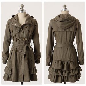 Anthropologie Frill Force Jacket/ Trench Size 0
