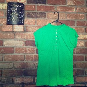 Green polka dot top