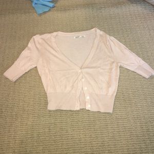 Tan shrug cardigan.