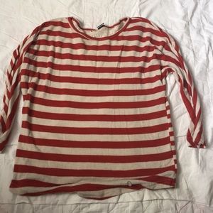 Orange/cream striped top
