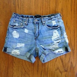 distressed f21 shorts