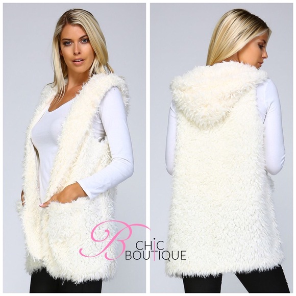 Igloo Mansion Shaggy Fur Hoodie Vest - Picture 2 of 4
