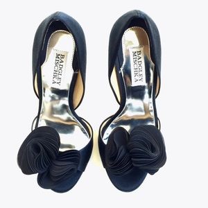 Badgley Mischka's Black Satin Randall Heels