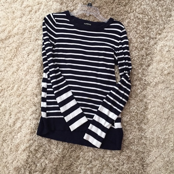 Navy & white striped Express sweater - Picture 3 of 4