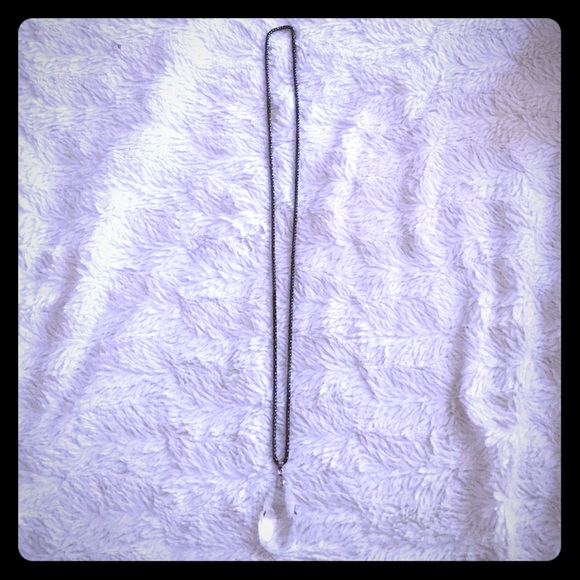 Long Crystal Teardrop Pendant Necklace