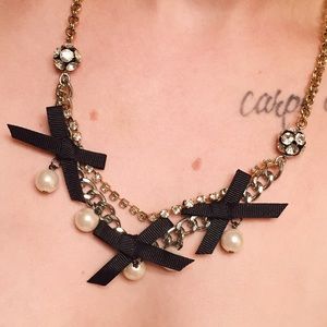Betsy Johnson Bow Necklace w/ chains & pearls