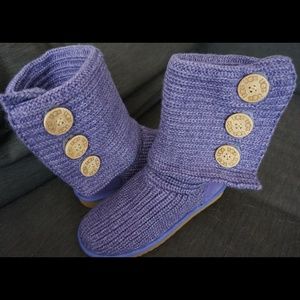 Ugg Classic Cardy Knit Boots in Purple Size 7