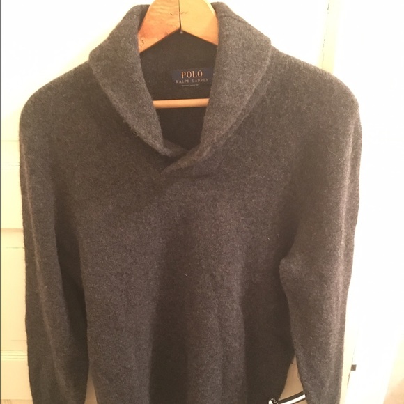 New* Polo Wool/Cashmere Shawl Collar Pullover