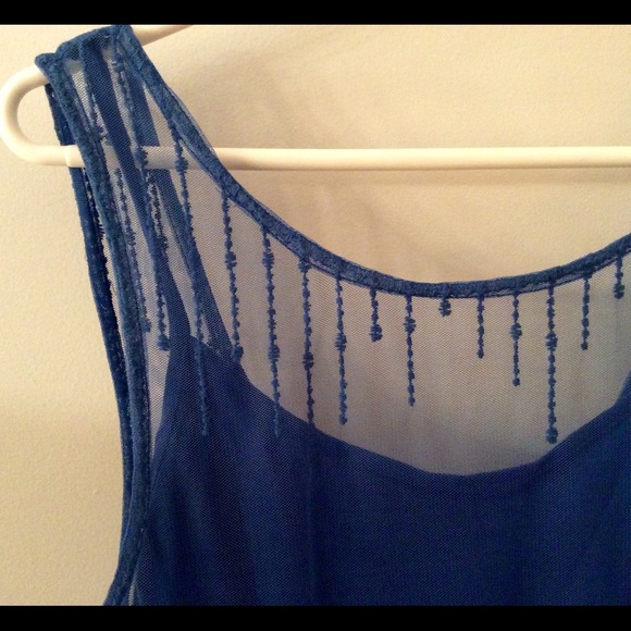 FREE PEOPLE ROYAL BLUE SEXY LACE SHIFT DRESS - Picture 3 of 4
