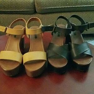 2 pairs of strapped heeled sandals