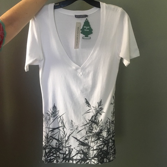 Eco-centric Organic Cotton SS Deep V-Neck Tee. - Picture 2 of 3