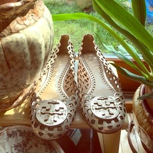Tory Burch gold cutout flats