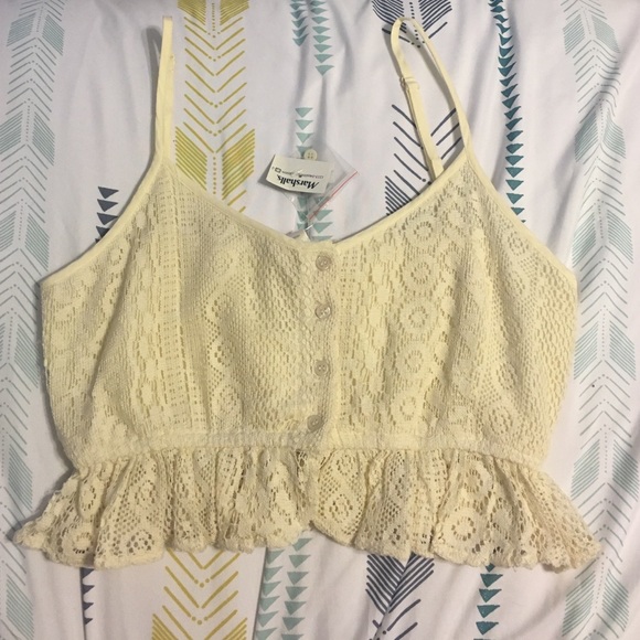 Cream crop top with peplum style bottom NEW W/TAGS
