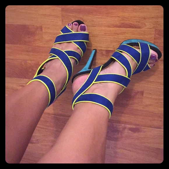 Blue, Lime green and teal heels