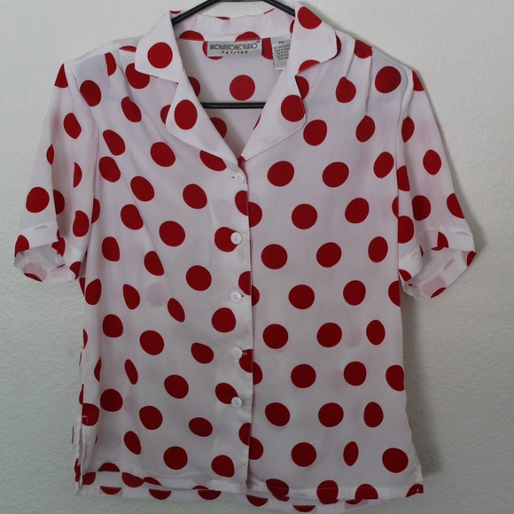 Petite Polkadot Blouse with Shoulder Pads! - Picture 1 of 1
