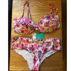 Floral swimwear with rose gold accents