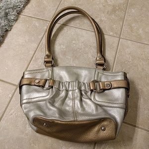 Tiganello gold and silver leather shoulder bag