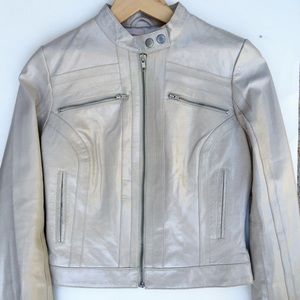 Arden B Ivory Leather Jacket