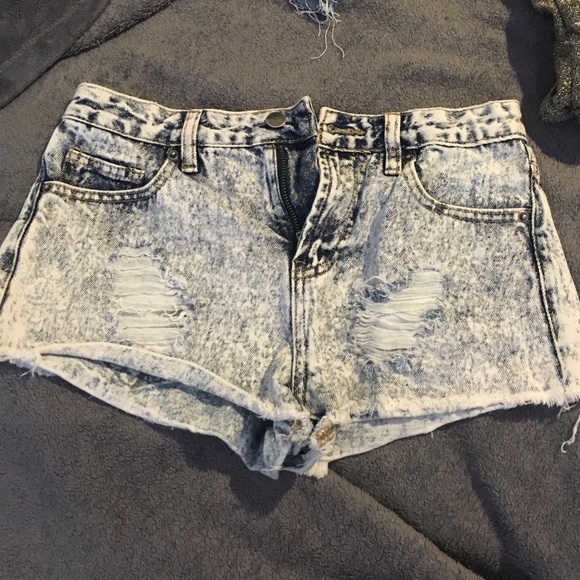 Acid wash shorts