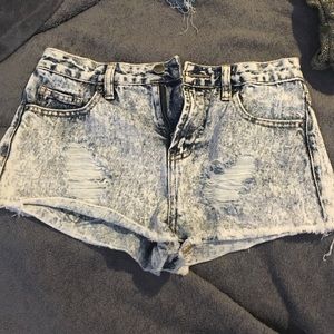 Acid wash shorts