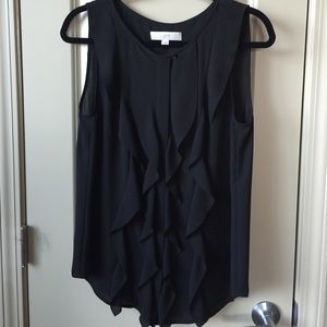 Black, loose ruffled tank from Loft - M