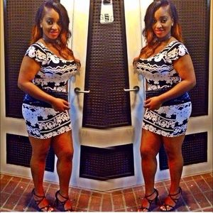 Black and White Body Con Dress