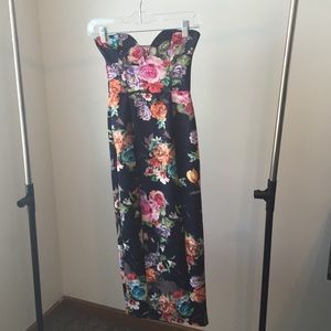 Bandeau Midi Dress with Plunge Neck