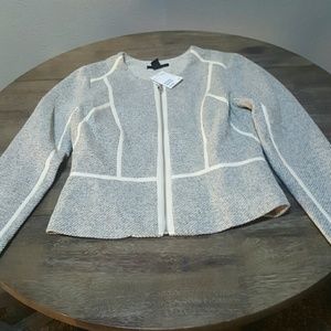 Tweed peplum zip up jacket