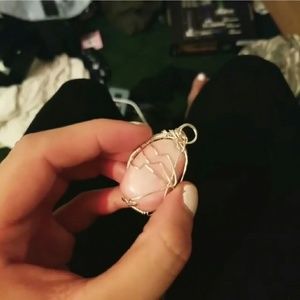 Wire wrapped pink opal