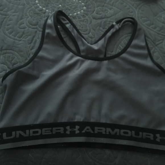 Gray and black sports bra