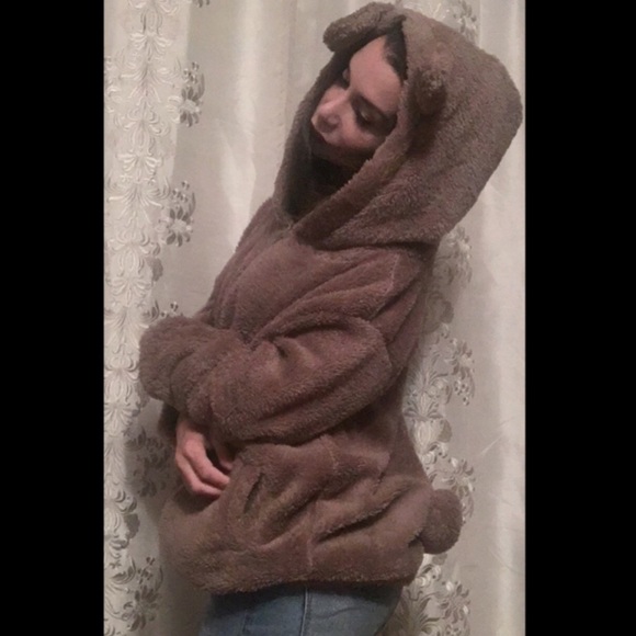 SALE HURRY❣teddybear furry hoodie jacket 🐻 EARS - Picture 4 of 4