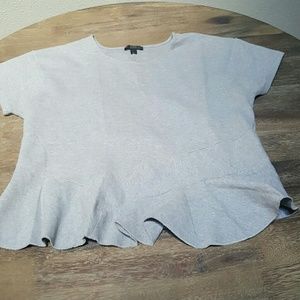 Grey peplum short-sleeved shirt