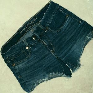 Denim super stretch shortie cut off shorts