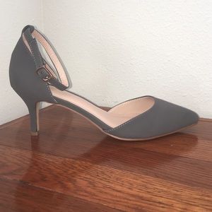 Grey Ankle-strap Pumps
