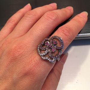 Ruby, pink and white cubic zirconia fashion ring