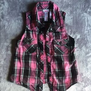 Girls Justice plaid tie tank