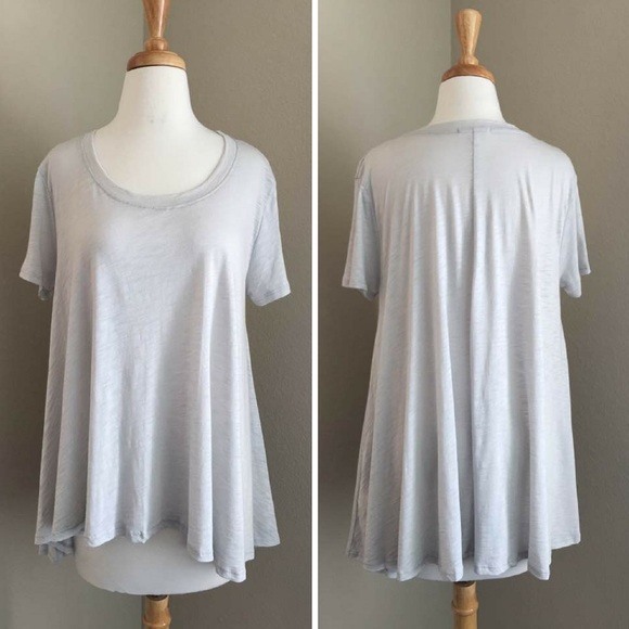 👉LAST ONE👈Short Sleeve Hi-Low T-shirt - Lt. Grey - Picture 2 of 4