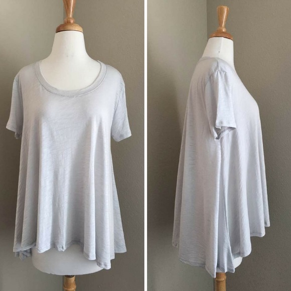 👉LAST ONE👈Short Sleeve Hi-Low T-shirt - Lt. Grey - Picture 3 of 4