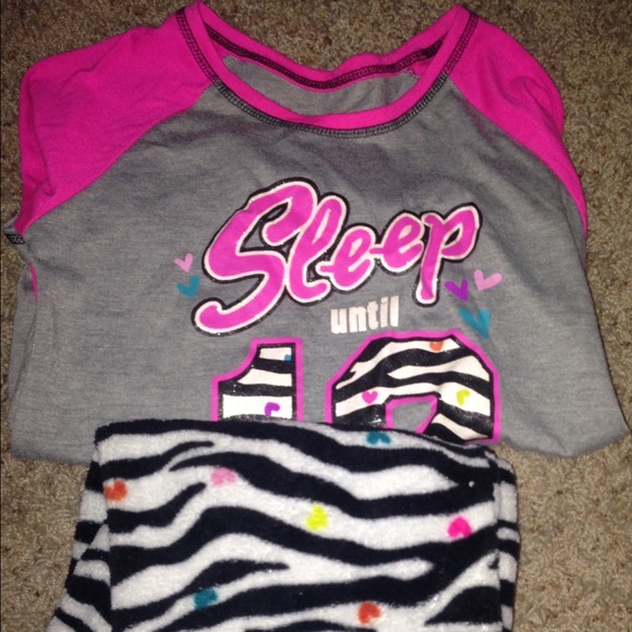 Girls fleece bottom, shirt top pajamas.