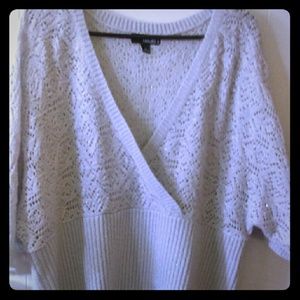 Silver knit short sleeve sweater