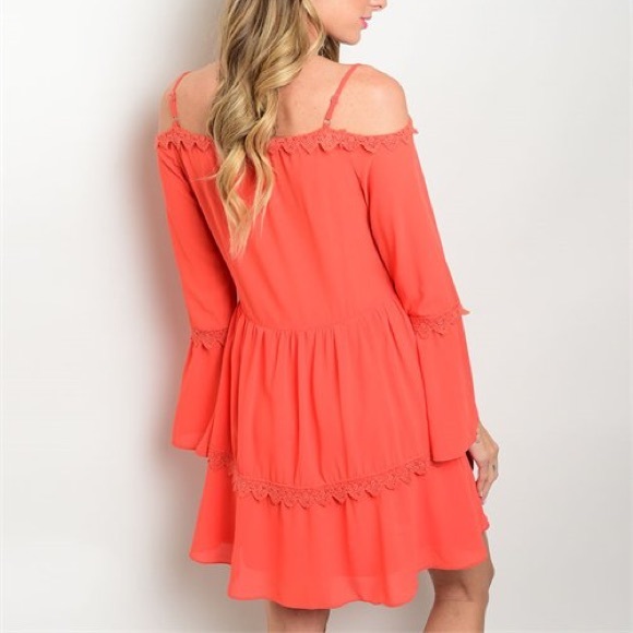 Blossom Boho Off the Shoulder Dress - Orange - Picture 2 of 2